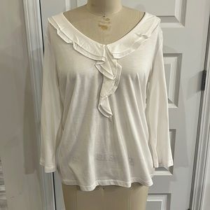 Festive Talbots W PM Top with a ribbon Collar